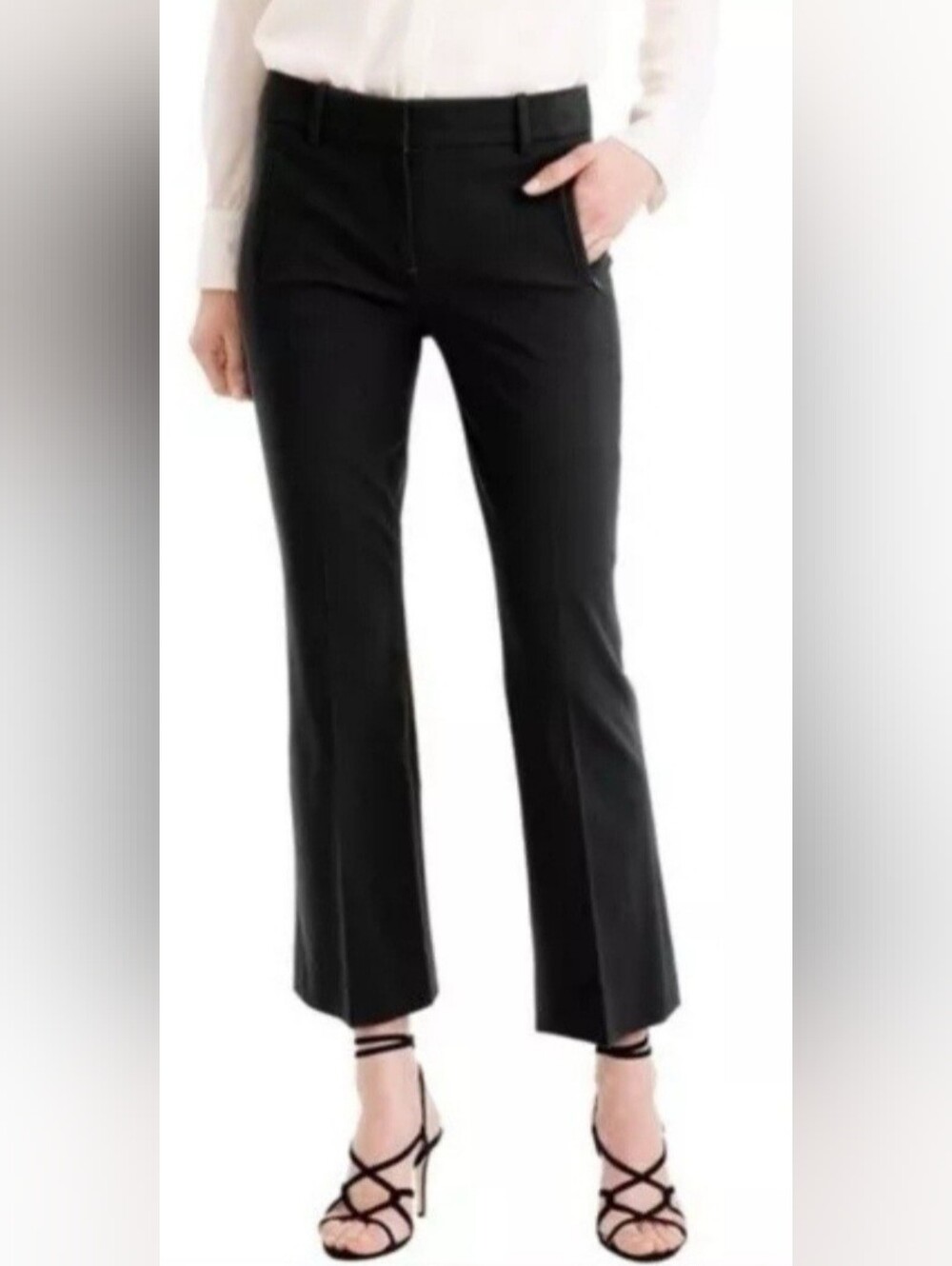 J. Crew Teddie Size 12 Classic Black Cropped Kick Flare Capri Pants Coastal Chic